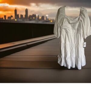 Taylor Women's 3/4 Sleeve Ribbed Solid White Midi Dress SIZE 12